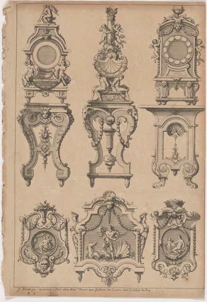 PORTES A HORLOGES, CARTOUCHES, VASES ET PENDULES