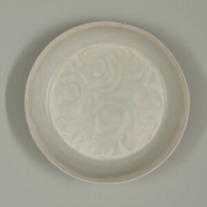 Qingbai Dish with Carved Scroll Motif