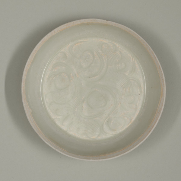 Qingbai Dish with Carved Scroll Motif
