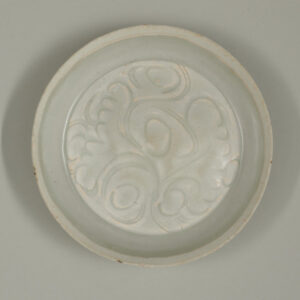 Qingbai Dish with Carved Scroll Motif