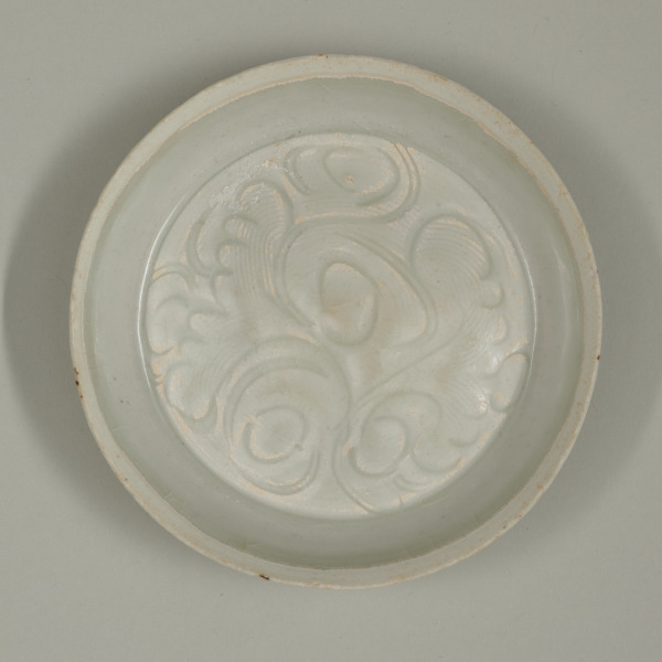 Qingbai Dish with Carved Scroll Motif