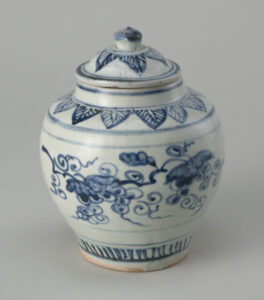 Covered Jar Decorated with Grape Vine