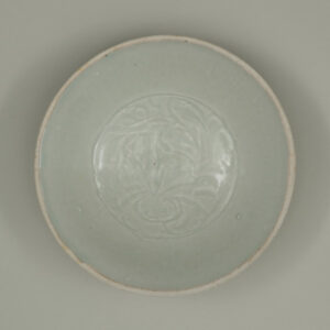 Bowl with Carved Flower Design with Combed Details and Unglazed Rim