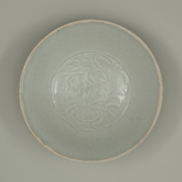 Bowl with Carved Flower Design with Combed Details and Unglazed Rim