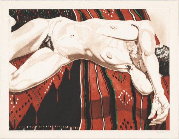 Nude Lying on Black and Red Blanket - Image 3