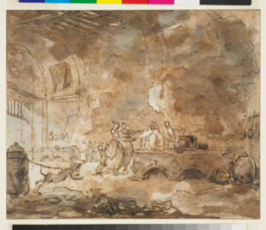 Kitchen Interior in a Ruined Palace