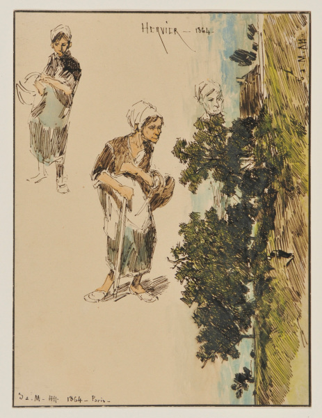 Study for “The Washerwoman” and Landscape Sketch - Image 3