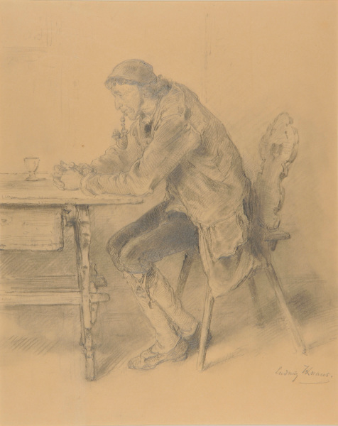 Man with Pipe, Sitting at a Table
