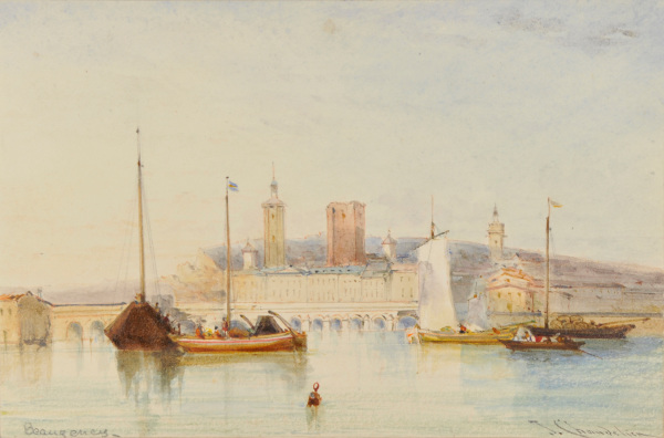 River Scene with Boats and City Beyond - Image 2