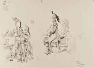 Military Sketches: Soldiers Drinking, and Soldiers on Horseback