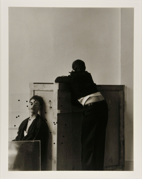Two Figures, One Seated Behind Glass with Dots - Image 3