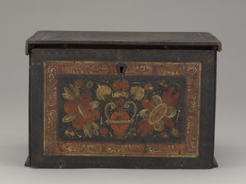 Small Chest with Drop Front (detached) and Six Drawers; Painted with Flower Patt - Image 10