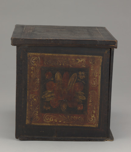 Small Chest with Drop Front (detached) and Six Drawers; Painted with Flower Patt - Image 18