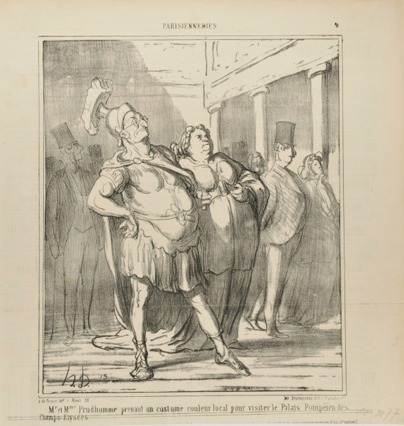 Mr et Mme Prudhomme prenant un costume couleur local pour visiter le Palais Pompéien des Champs-Elysées. - Image 2