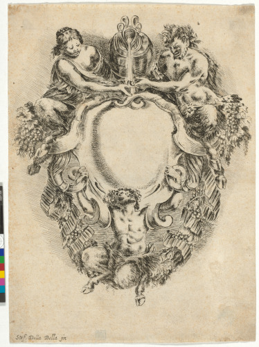 CARTOUCHE WITH TWO FAUNS AND A FAUNESS