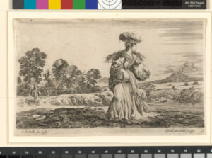 The peasantees walking with bread basket