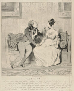 Exploitation de l’amour. Ô mon trésor ! Avec quel plaisir j’admire, je caresse le charmant portrait que tu m’as envoyé !……. Mais tu l’as fait orner de brillans, quelle folie ! Ne fais donc plus de ces choses là, tu me fais de la peine…… Et cette chaine de montre, comme elle est belle ! Comme elle est riche !…… Aussi, je veux à mon tour t’offrir un présent qui te soit agréable, qui te rappelle notre amour, notre bonheur……. Je veux te donner une mèche de mes cheveux…….