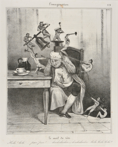 Le mal de tête. Hola!.. hola!…. pan! pan!….. dindrelindin – dindrelindin.. hola! hola! hola!!