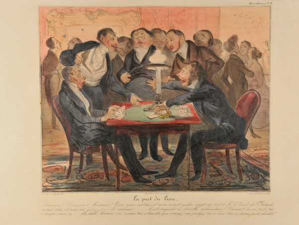 La part du lion. Doucement! Doucement! Messieurs! Nous avons cent louis; il m’en revient quatre-vingt, dix-huit à Mr. Le Comte de St. Bertrand, restent deux et vous êtes quinze pour les réclamer…… C’est singulier ces éternelles réclamations!! Vraiment, on ne peut pas se tromper comme ça!…Que diable, Messieurs, nous sommes tous d’honnêtes gens, arrangez-vous, partagez vous ces deux louis, ne faisons pas de scandale! - Image 4