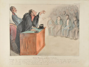 Robert Macaire professeur d’industrie. Exemple : Vous achetez un procédé nouveau, n’importe quoi, bon ou mauvais, vous l’achetez 600 f. – 500 f. 25 francs, le moins possible ! Vous créez 500,000 f. d’actions, le plus possible ! Vous faites des annonces-monstres, des affiches-monstres, des promesses-monstres, vous réalisez le capital, vous l’empochez, vous mettez ensuite la clé sous la porte, vous déposez votre bilan, c’est-à-dire le bilan de la société……… Le tour es fait et vous passez à un autre.