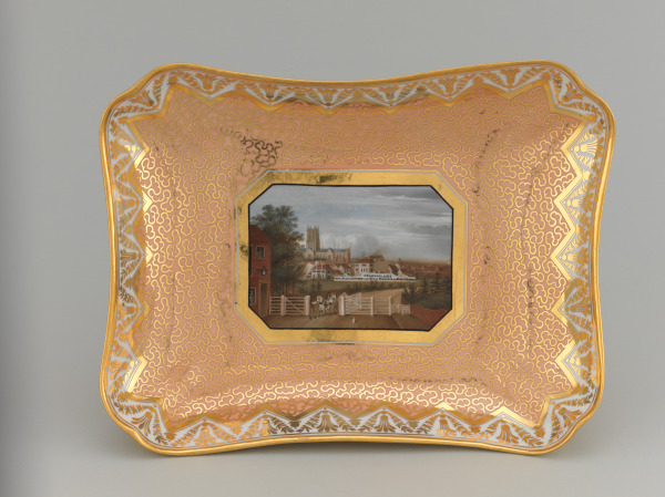 Centerpiece: View of Worcester, Showing Cathedral and Factory, in Front of Weir - Image 2