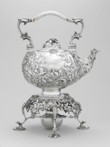 “Etruscan” Teakettle, Stand, Lamp