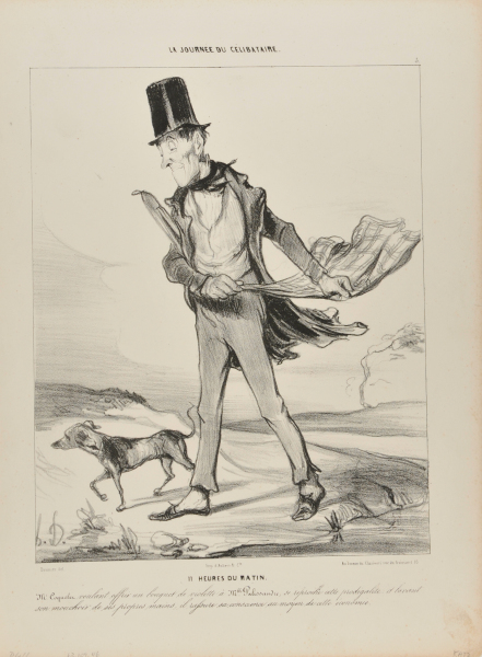 ELEVEN O'CLOCK IN THE MORNING. MR. COQUELET, WISHING TO OFFER A BOUQUET OF VIOLETS TO MISS PALISSANDRE BEGRUDGES THIS EXTRAVAGANCE AND DECIDES TO CALM HIS CONSCIENCE BY WASHING HIS HANDKERCHIEF WITH HIS OWN HANDS.