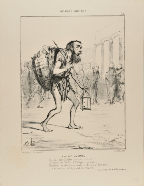 Bon Mot Du Temps. / Que fait donc Diogène avec une lanterne? / Se disait des Dandys à l’élégant maintien. / Messieurs, je cherche un homme, et de mon oeil lent-terne. / Je n’en vois pas, dit -il; ce mot les vexa bien / (Essai poétique de M. de Rambuteau). - Image 2