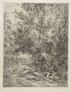 Shepherd, Shepherdess and Flock of Sheep