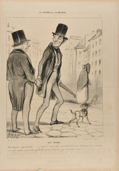 Sept Heures. Mr. Coquelet rentre chez lui….. parole! mon cher, en tout bien tout honneur, une voisine, 45 ans; petite veuve très agréable; mais le coeur n’y est pour rien…. - Image 4