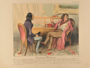 Préparation au Baccalauréat. Nous avons deux manières de vous faire recevoir : la 1ère C’est de faire passer votre examen par un autre ; la 2e c’est de vous le faire passer à vous même… – Je voudrais le passer moi même. – Bien ! … savez-vous le grec ? – Non. – Le latin ? – Pas d’avantage. – Très bien !….. vous savez les mathématiques ? – Pas le moins du monde. – Que savez-vous donc ? – Rien du tout. – Mais vous avez 200 francs ? – Certainemt. – A merveille !….. vous serez reçu jeudi prochain. Vous allez donc m’instruire en huit jours ?……. Par exemple !!!!!… je me charge de vous faire recevoir, oui ! mais de vous enseigner, non pas, non pas.