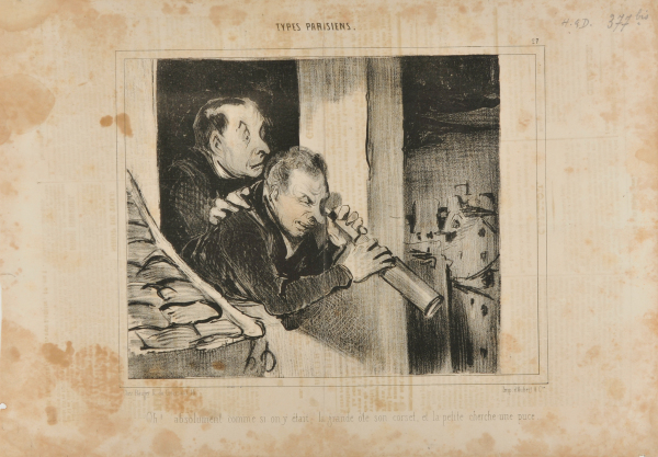 OH! IT IS AS IF WE WERE THERE: THE TALL ONE OPENS HER CORSET AND THE LITTLE ONE IS LOOKING FOR A FLEA!