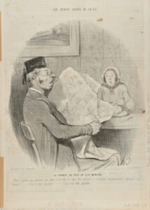 Le Format de plus en plus monstre. – Notre journal qui annonce que dans l’intention de nous être agréable il va encore prochainement aggrandir son format! – C’est-il dieu possible!… – C’est vrai dieu possible.