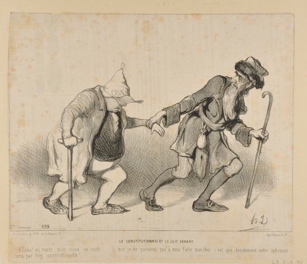 Le constitutionnel et the juif errant. Allons! en route, mon vieux, en route…….. si moi je ne parviens pas à vous faire marcher c’est que décidément votre infirmité sera par trop constitutionnelle!… - Image 2