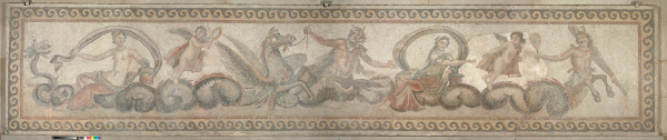 Fragment of floor mosaic depicting a procession of sea gods and creatures