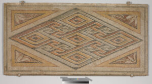 Fragment of floor mosaic depicting geometric designs