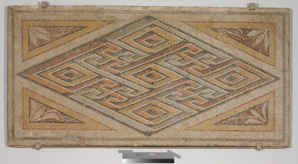 Fragment of floor mosaic depicting geometric designs