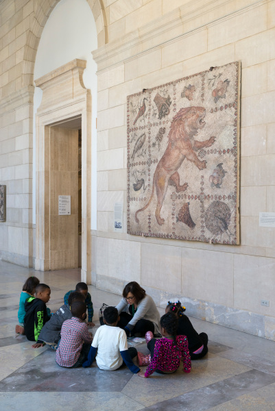Fragment of floor mosaic depicting a striding lion, birds, and crops - Image 2
