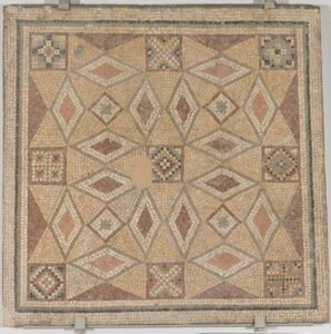 Fragment of floor mosaic depicting a star made of lozenge shapes