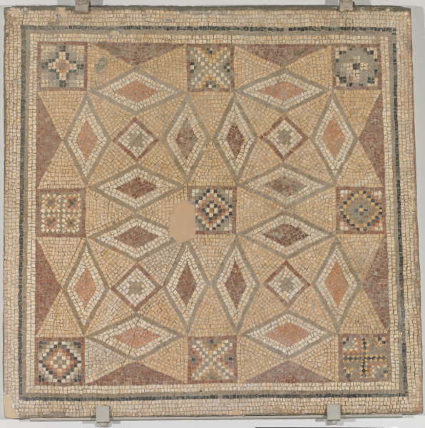 Fragment of floor mosaic depicting a star made of lozenge shapes