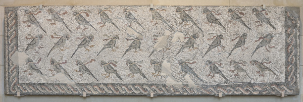 Fragment of floor mosaic depicting beribboned parrots - Image 7
