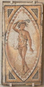 Fragment of floor mosaic depicting dancing boy