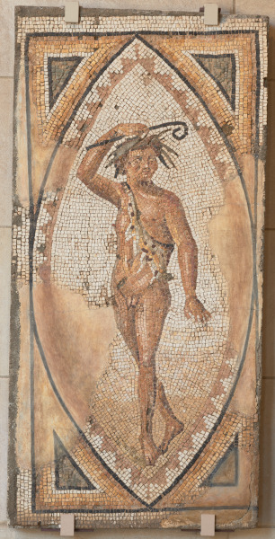 Fragment of floor mosaic depicting dancing boy