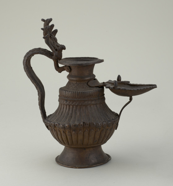 Buddhist-Hindu Lamp (Sukunda) with Five-Headed Cobra and Seated Vishnu