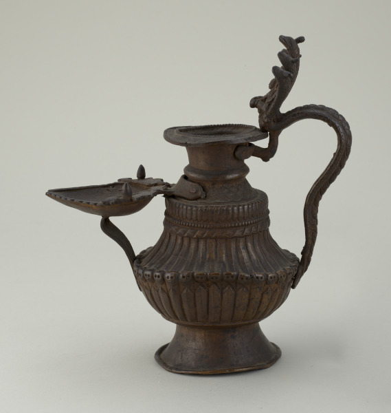 Buddhist-Hindu Lamp (Sukunda) with Five-Headed Cobra and Seated Vishnu - Image 3