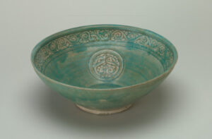 Large Bowl Decorated with Carved Scroll and Roundels