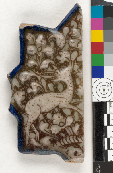Star Tile with Raised Decoration of Deer (fragment)