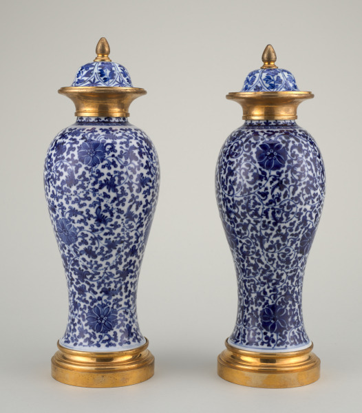 Covered Vase Decorated with Overall Flower and Vine Scroll Motif and Mount - Image 3