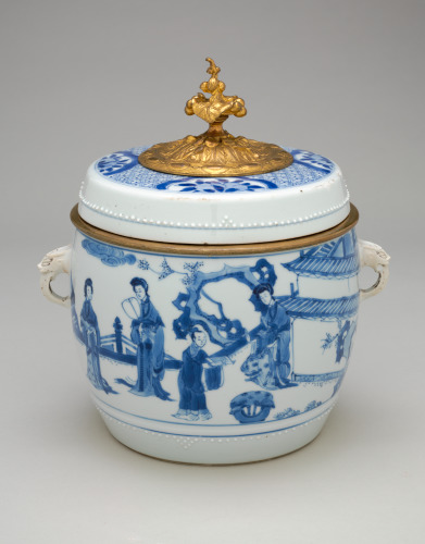 Drum-shaped Covered Jar with Decorative Mounts - Image 2