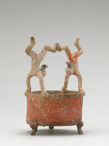 Tripod Vessel with Acrobats Balanced on Rim
